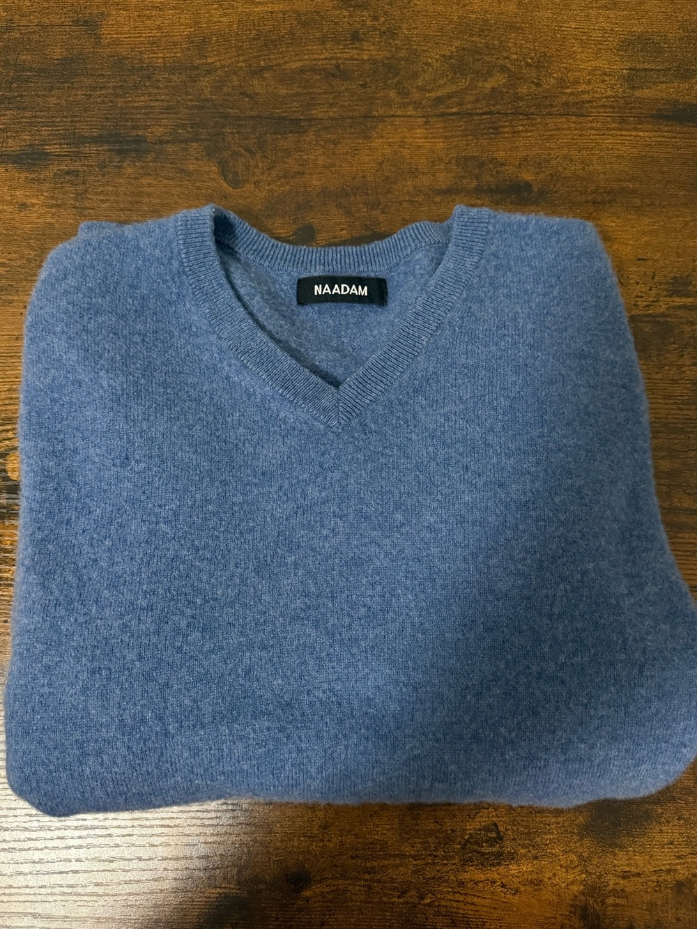 NAADAM V-Neck Cashmere Sweater in Slate Blue